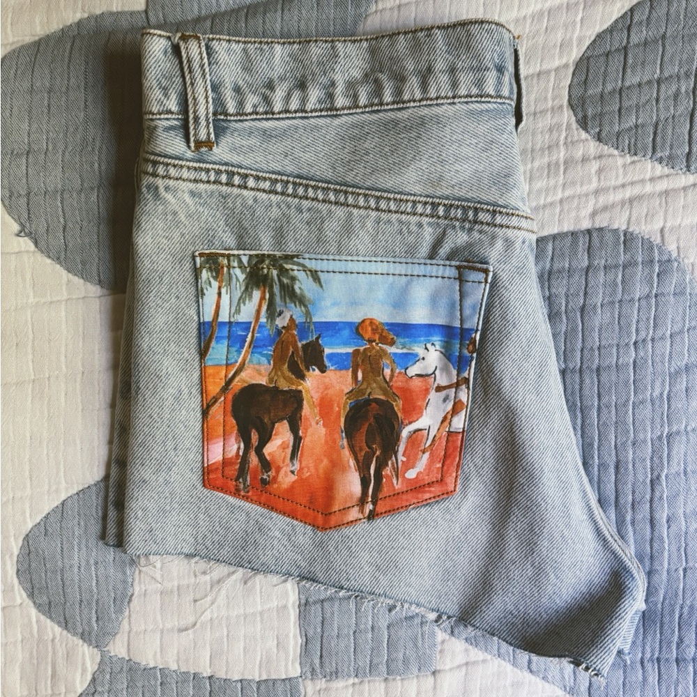 G Kero Hand-Painted Denim Shorts chevauchée